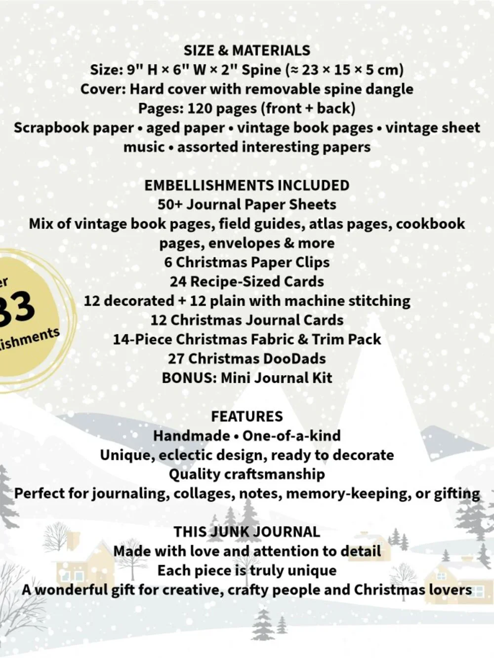 Christmas Junk Journal and Deluxe Kit • 133+ Embellishments • Ready to Decorate